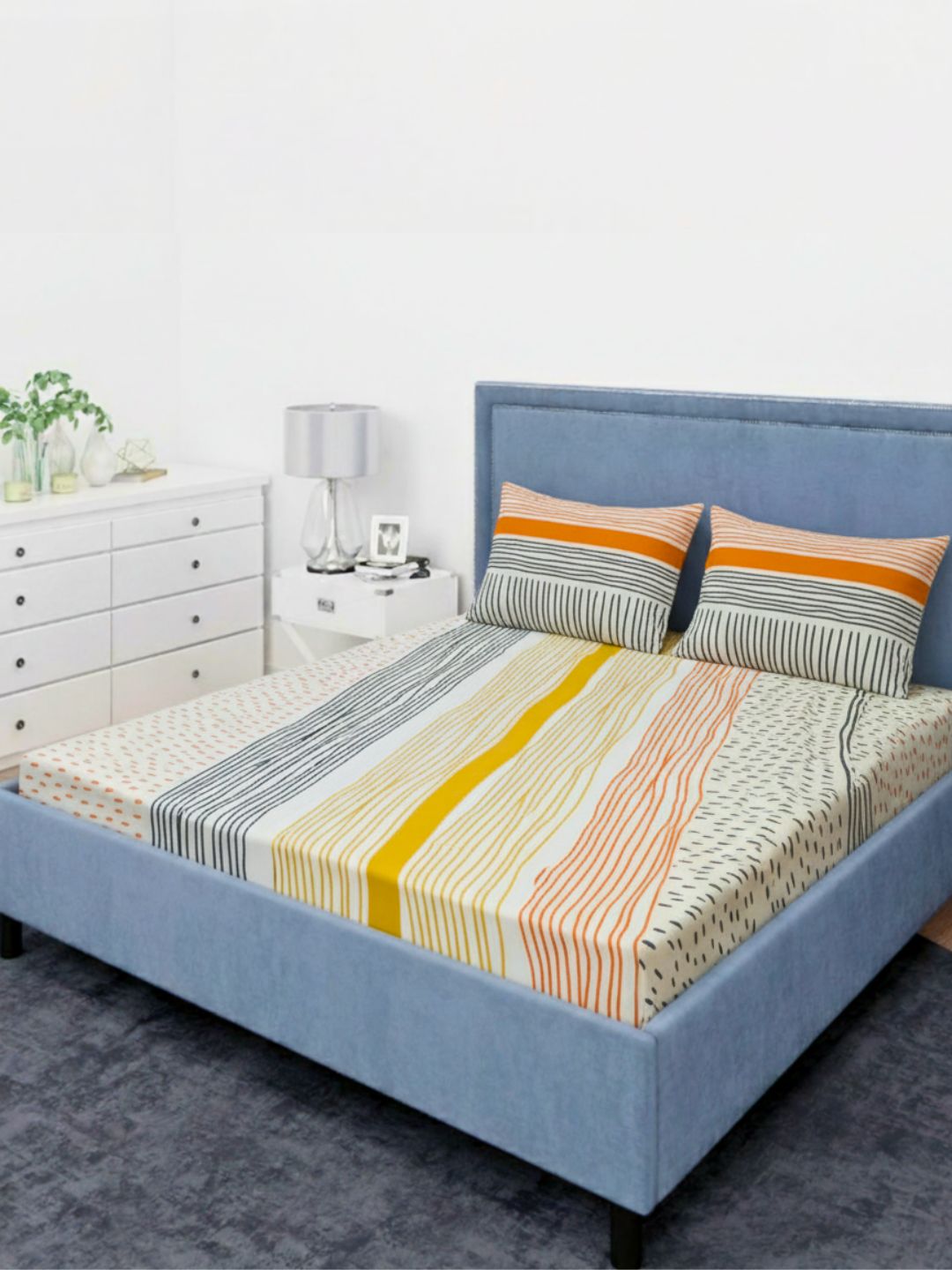 Premium hypoallergenic glace cotton digitally printed 3D Design/ Printed Bedsheet/ King Bedsheet/ Multicolor-Color