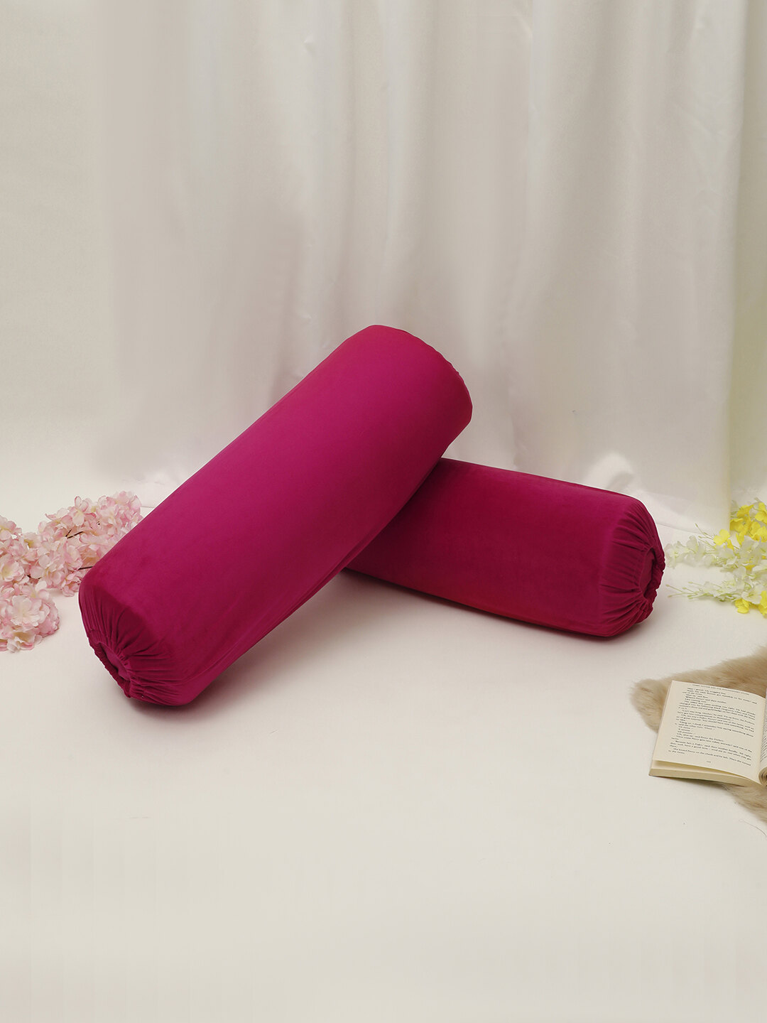 Set of 2 premium super soft Velvet pure mercerized fabric solid design Bolster Cover/ Load cover 2 pc - 15"x30" (38 cm x 75 cm)