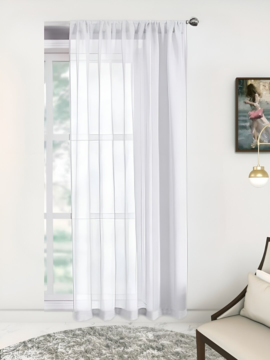Premium faux linen with slub texture lightweight sheer curtain voile draperies Rod Pocket Style 1 Pc curtain