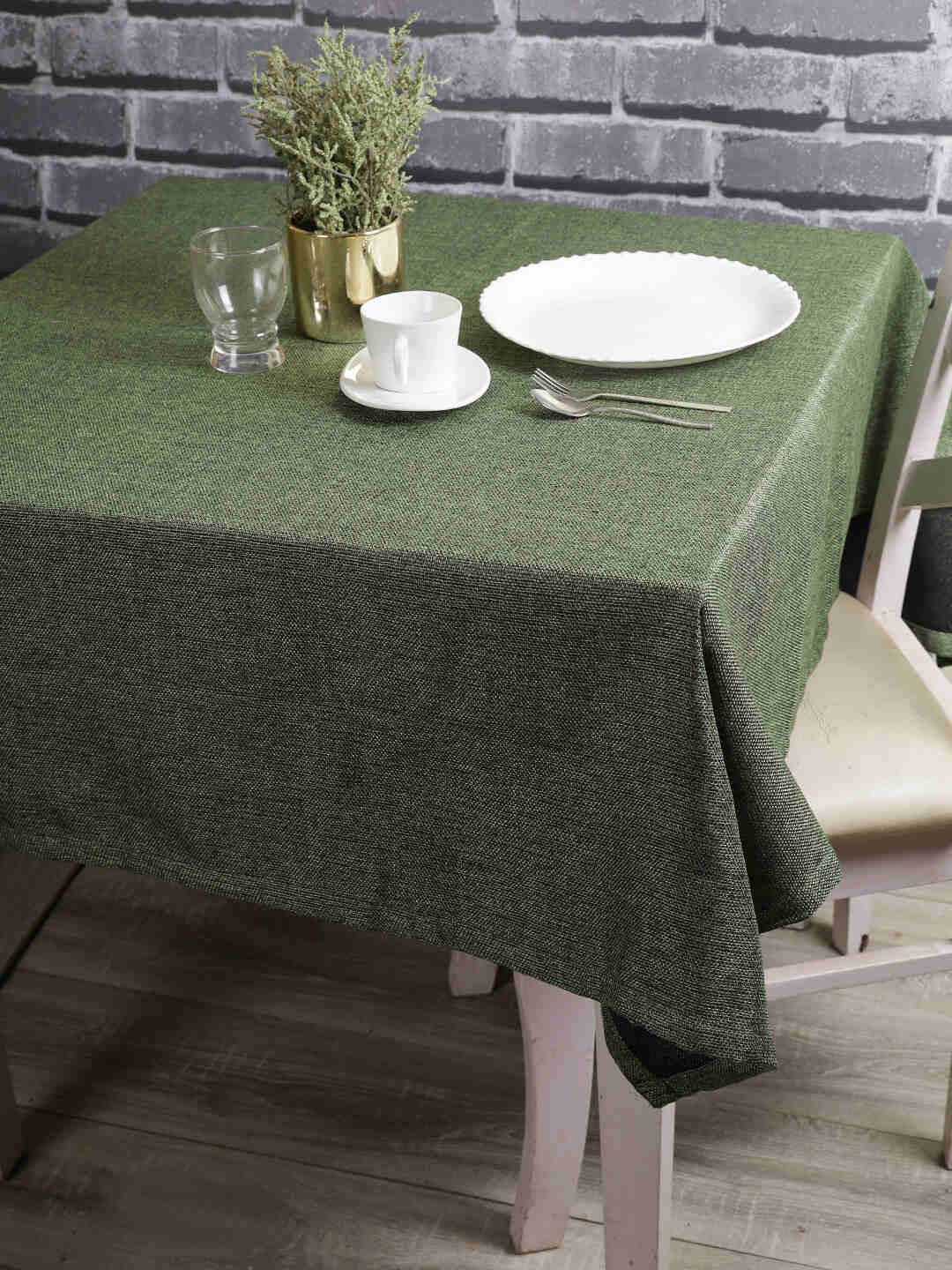 Premium jute linen natural feel heat resistant solid 6 seater table cover, 1 Pc Table cover 50" x 90"